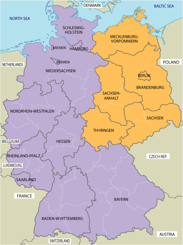 map of east west germany WEST GERMANY