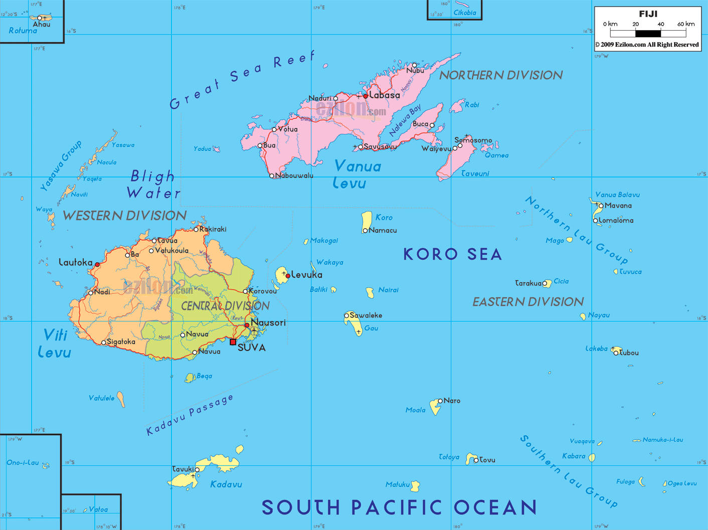 political map of fiji Fiji Map