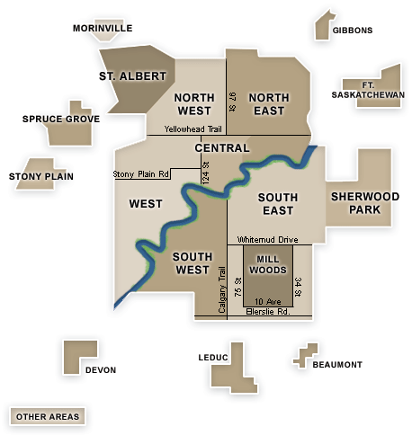edmonton rentals map EAST OF EDMONTON MAP