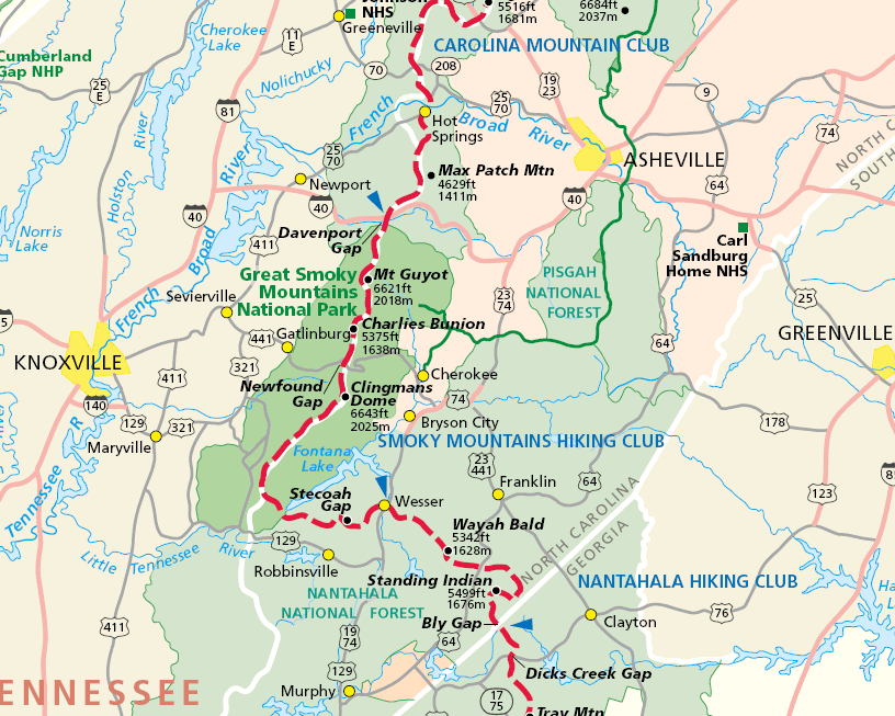 appalachian trail map tennessee 7 APPALACHIAN TRAIL MAP TENNESSEE