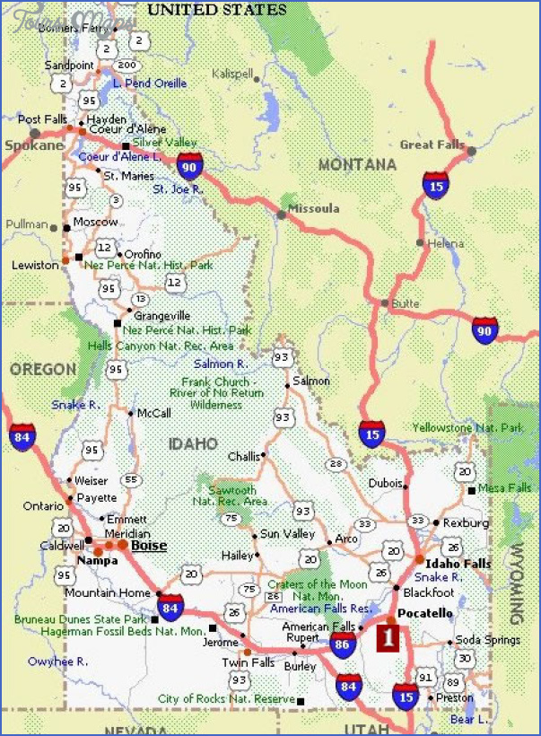 Idaho Map Tourist Attractions 5324