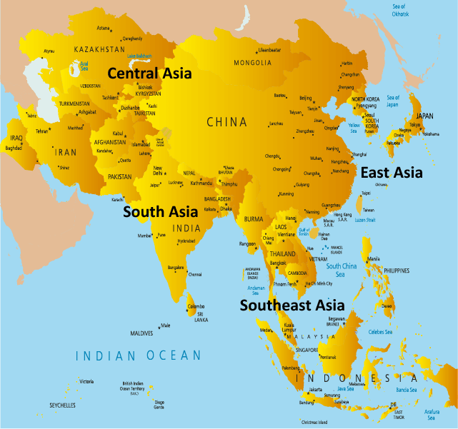 asia Travel map of asia