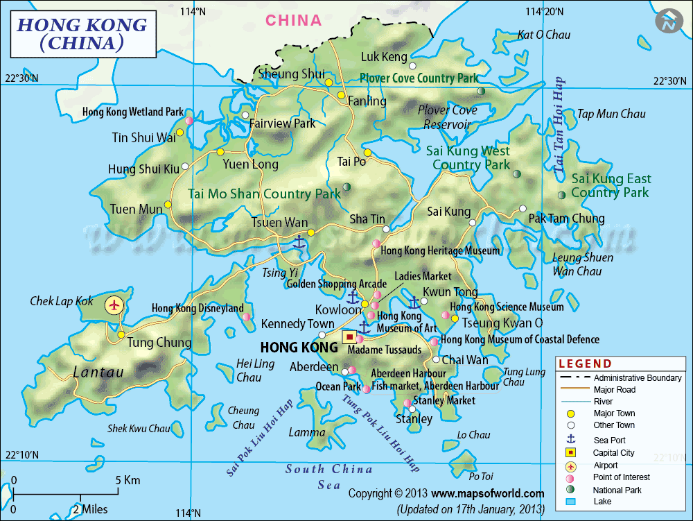 Hong Kong Map - ToursMaps.com