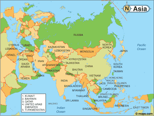 map of asia Travel map of asia