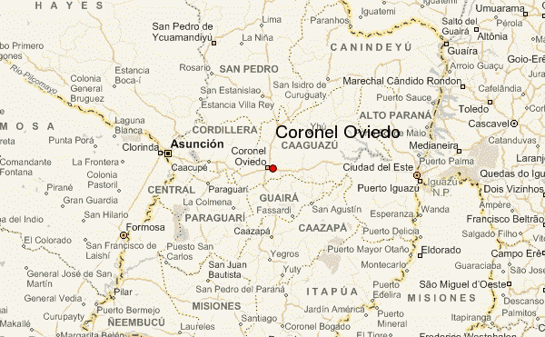 coronel oviedo map paraguay  7 Coronel Oviedo Map Paraguay