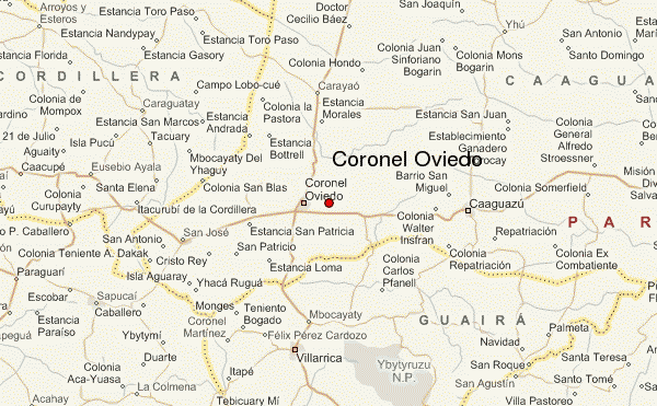 coronel oviedo map paraguay  8 Coronel Oviedo Map Paraguay