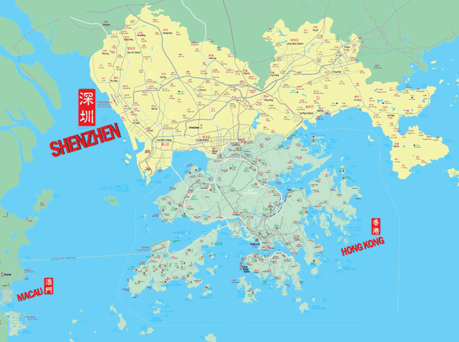 hk macau sz 02 MAP SHENZHEN TO HONG KONG