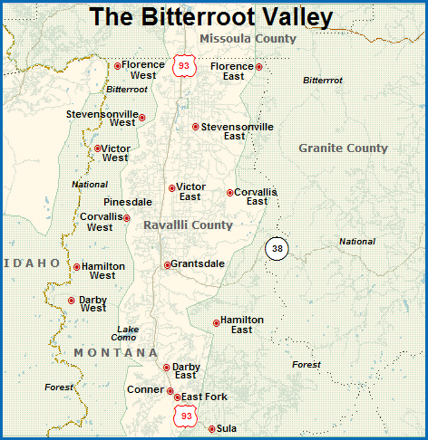 map of bitterroot valley montana 2 MAP OF BITTERROOT VALLEY MONTANA