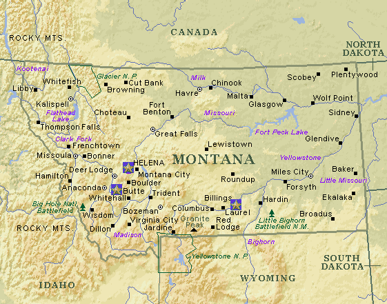 montana MONTANA MAP WITH CITIES AND TOWNS
