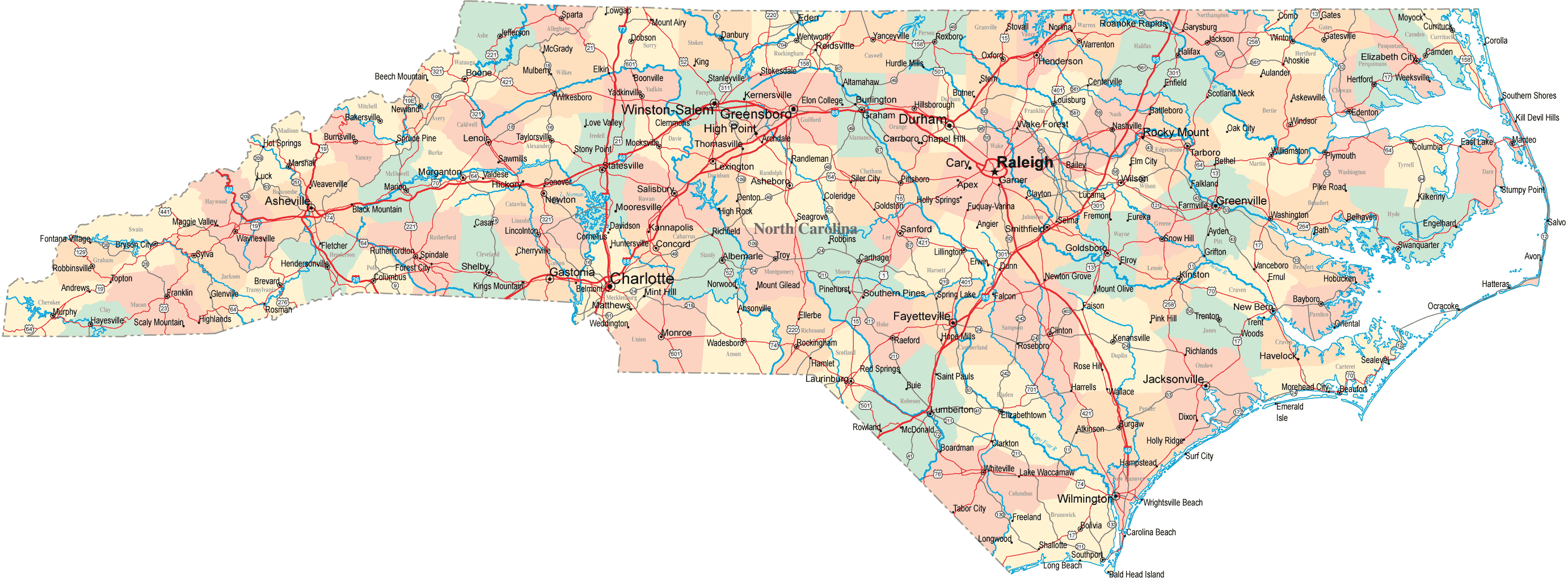 north carolina map 3 NORTH CAROLINA MAP