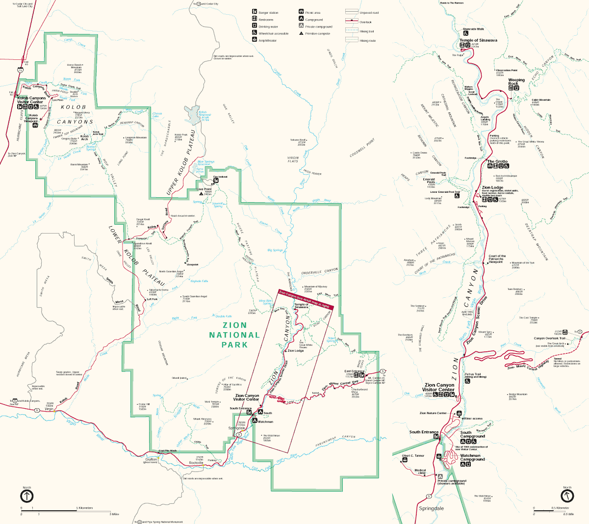zion national park map 5 Zion National Park Map