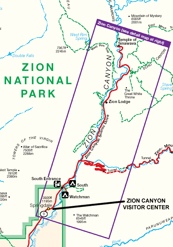 zion national park us map 17 ZION NATIONAL PARK US MAP