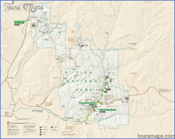 zion national park usa map 1 ZION NATIONAL PARK USA MAP