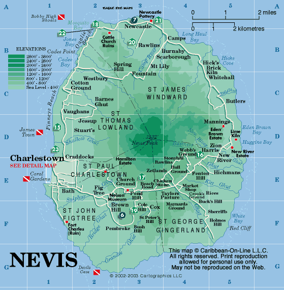 nevis map 2 Nevis Map