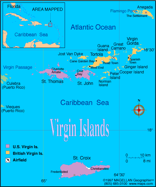 u s virgin islands map 2 U.S. VIRGIN ISLANDS MAP