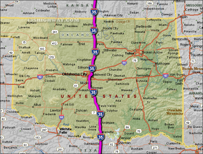 kansas oklahoma map 7 Kansas Oklahoma Map