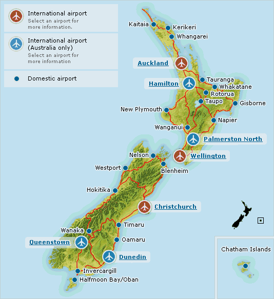 airports Airports In New Zealand Map