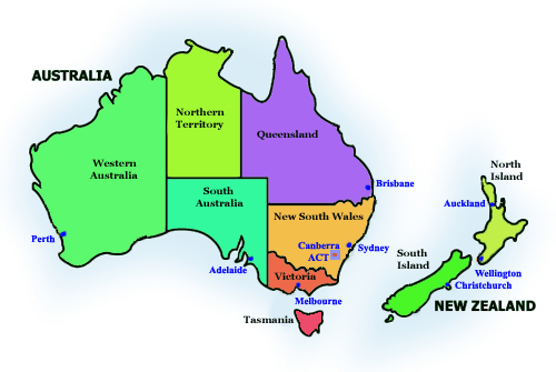 ausmap 1 Australia And New Zealand Map