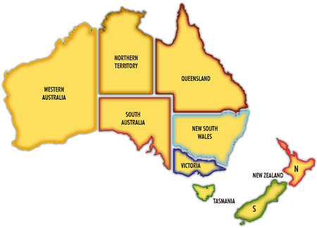 australia nz map Map New Zealand And Australia