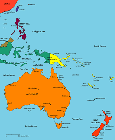 australia oceania australasia Map Of New Zealand And Australia And Fiji