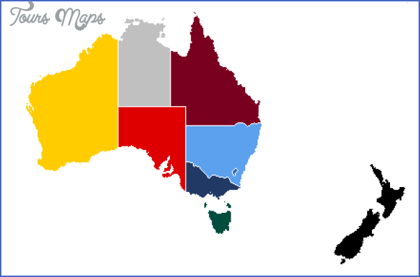 coloured map of australia and new zealand Map Of Australia New Zealand
