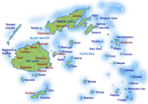 fiji map Fiji And New Zealand