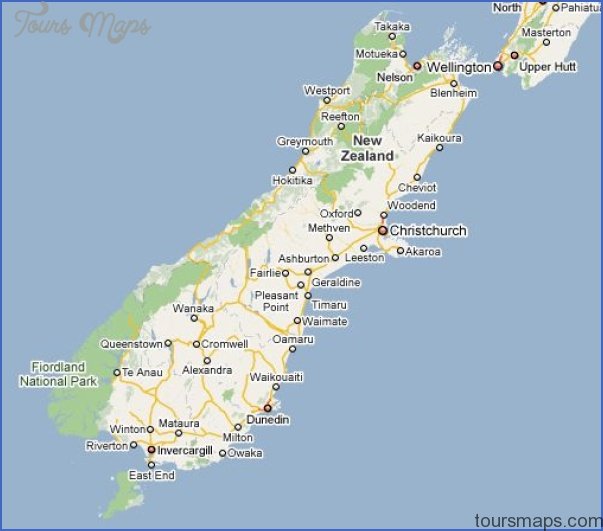 map south Southern Alps New Zealand Map