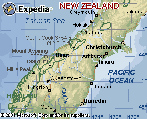 mapnzqnsm Southern Alps New Zealand Map