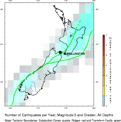 new zealand earthquake density map New Zealand Earthquake Map