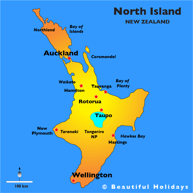 north island 1 North Island New Zealand Map