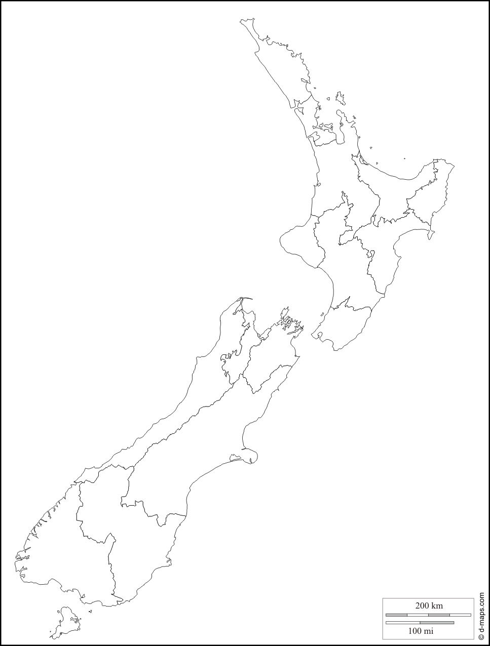 nzelande06 New Zealand Map Outline