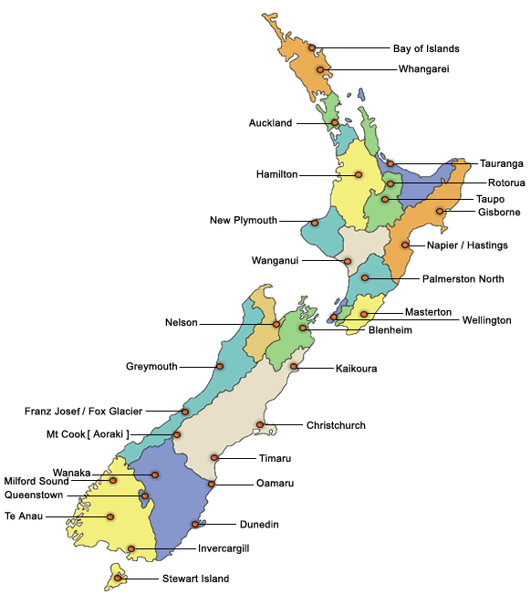 nzmap New Zealand Regions Map
