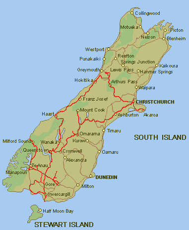 nzsouthislandmap Map South Island New Zealand