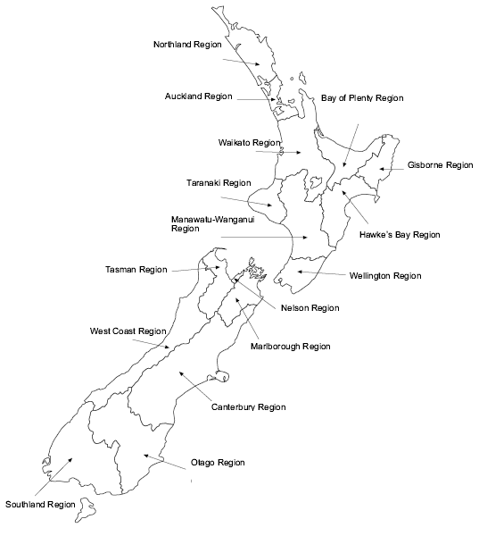 regions 1 New Zealand Regions Map
