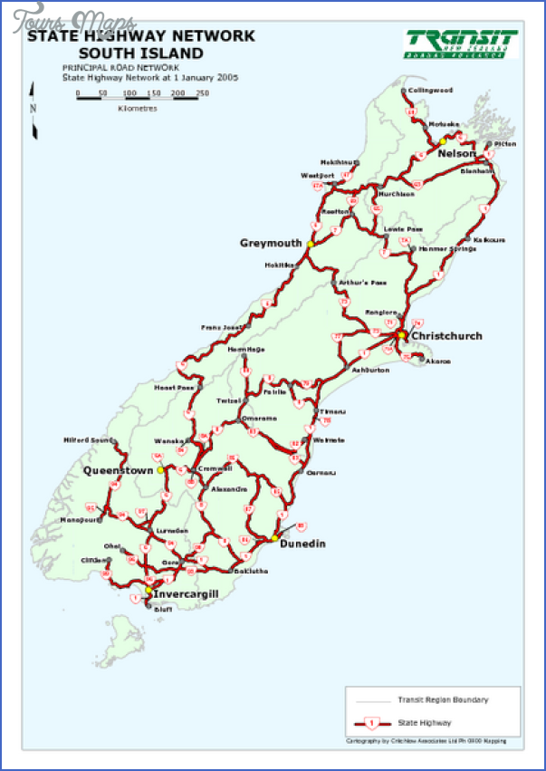 south island state highway map mediumthumb pdf 1 New Zealand Map South Island