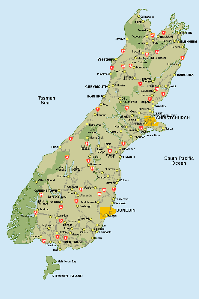 southisland 1 Map Of South Island Of New Zealand