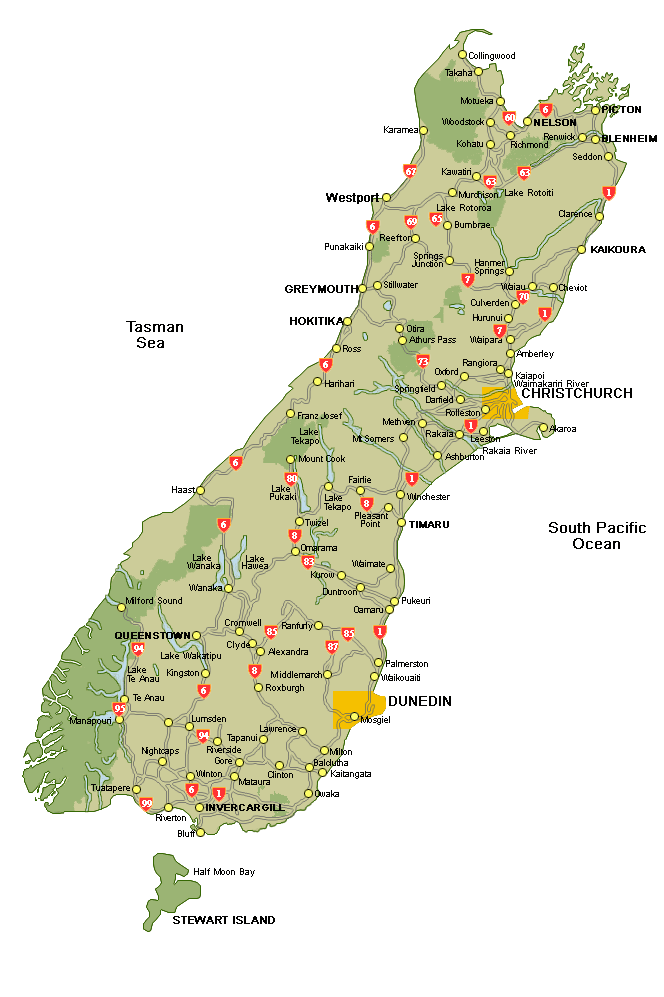 southisland 2 Detailed Map Of New Zealand