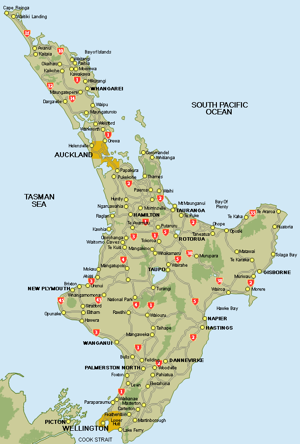 the north island 1 Map South Island New Zealand