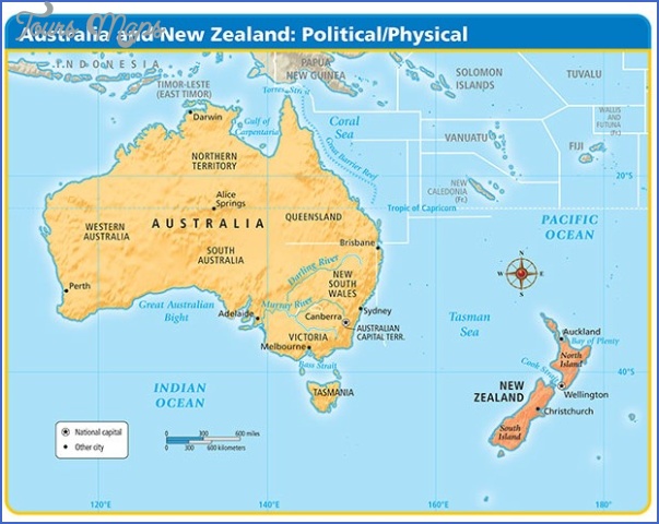 physical australia and new zealand map Australia And New Zealand Map Toursmaps Com physical australia and new zealand map