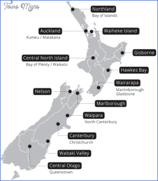 wonz regional map white New Zealand Wine Map