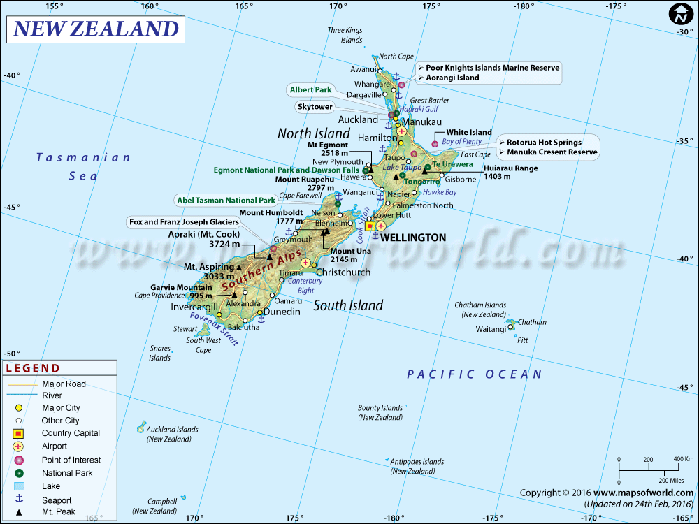 new zealand map 2016 New Zealand Map