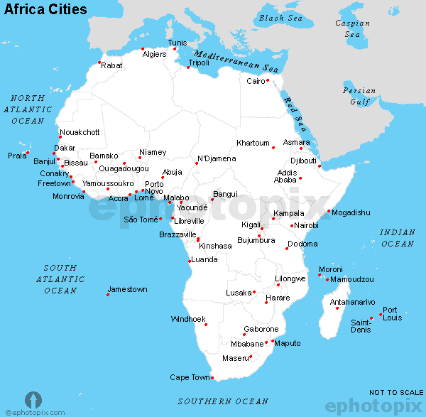 africa cities map Atlantic Map With Cities