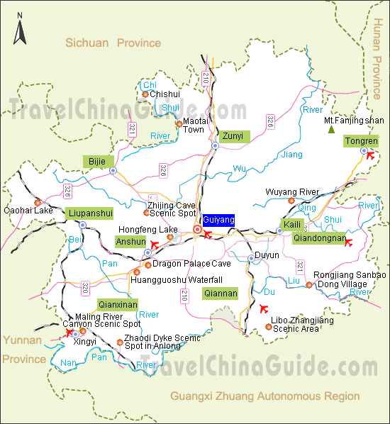 guizhou China Map Detailed