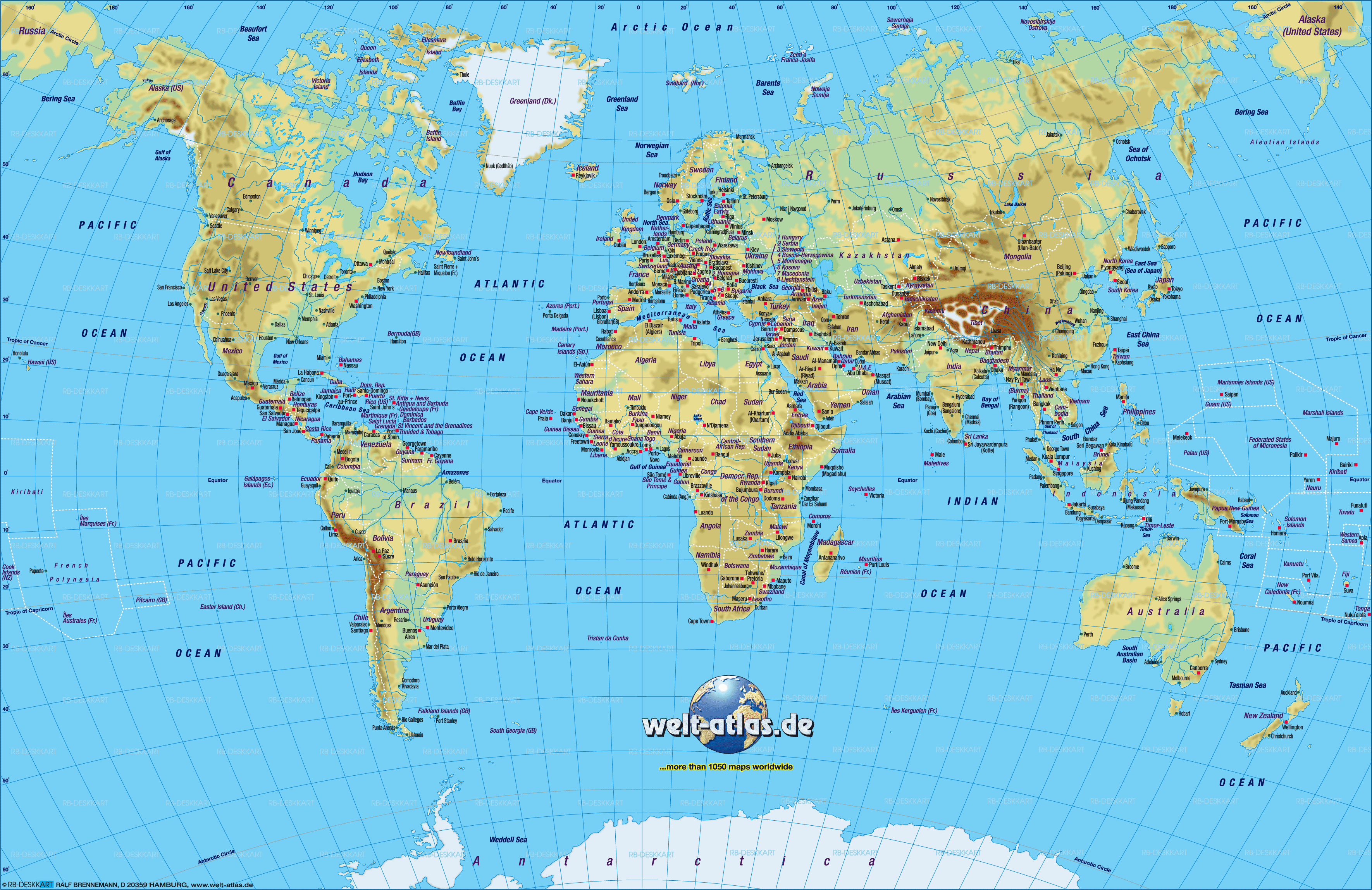 Atlantic Map World Atlas - ToursMaps.com