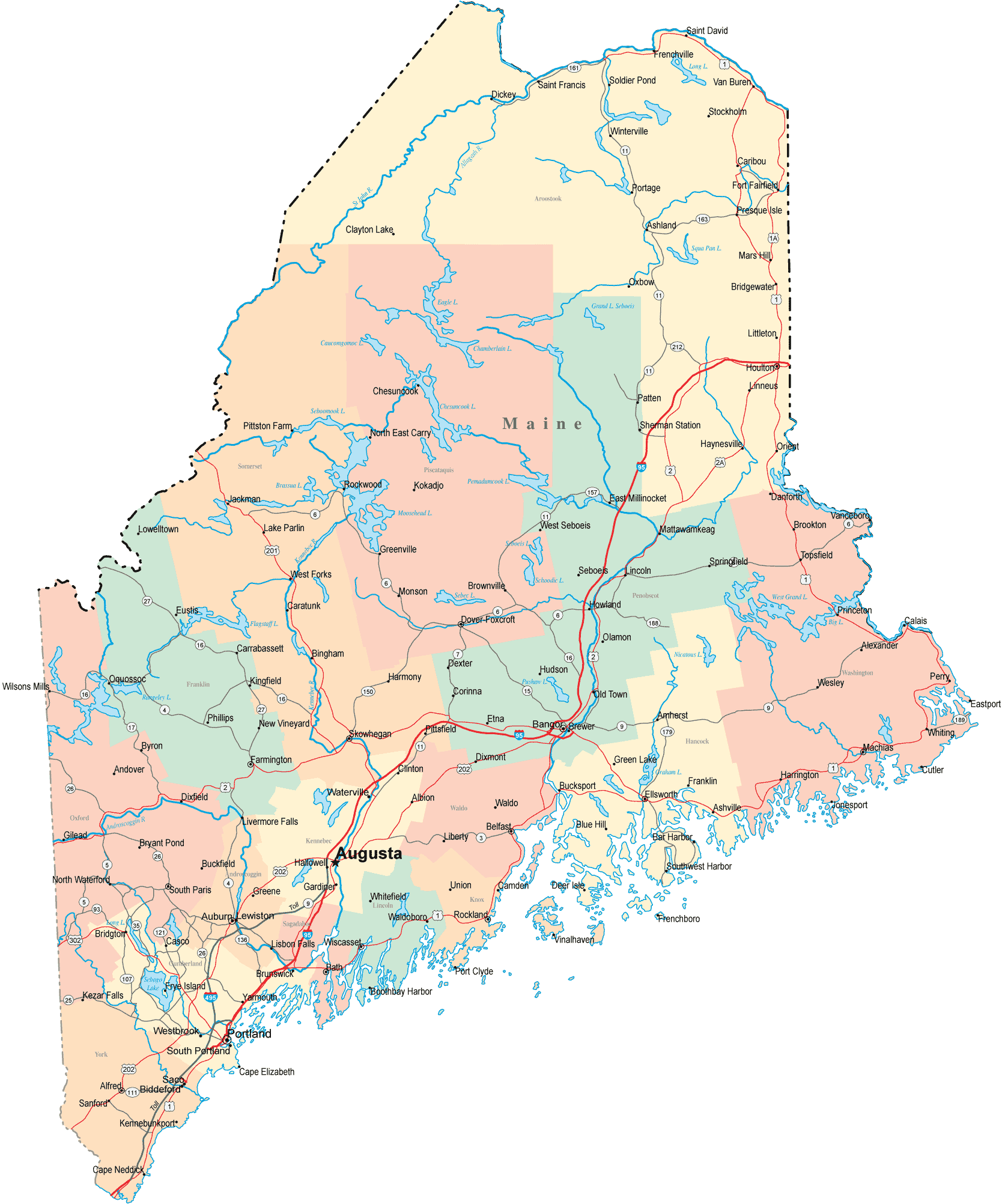 maine usa map airports  10 Maine USA Map Airports