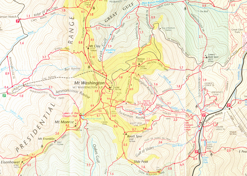 mount washington hiking trail map 14 Mount Washington Hiking Trail Map