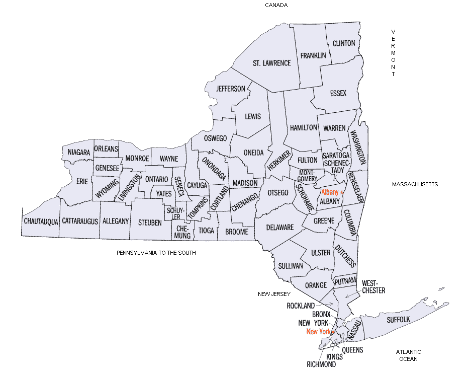 new york country map  15 New York Country Map