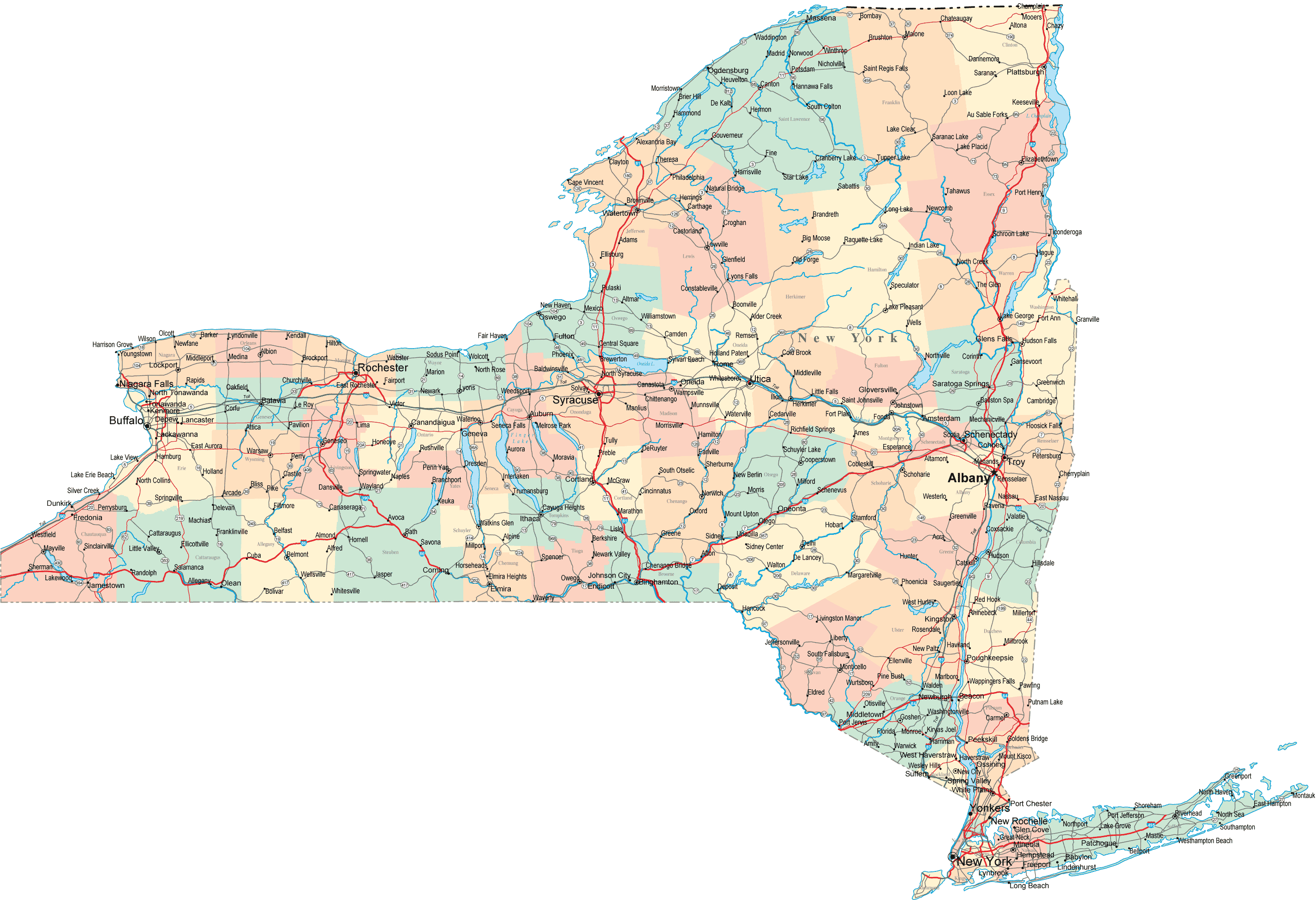 new york country map  5 New York Country Map