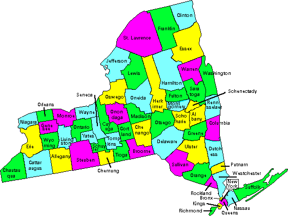 new york country map  7 New York Country Map