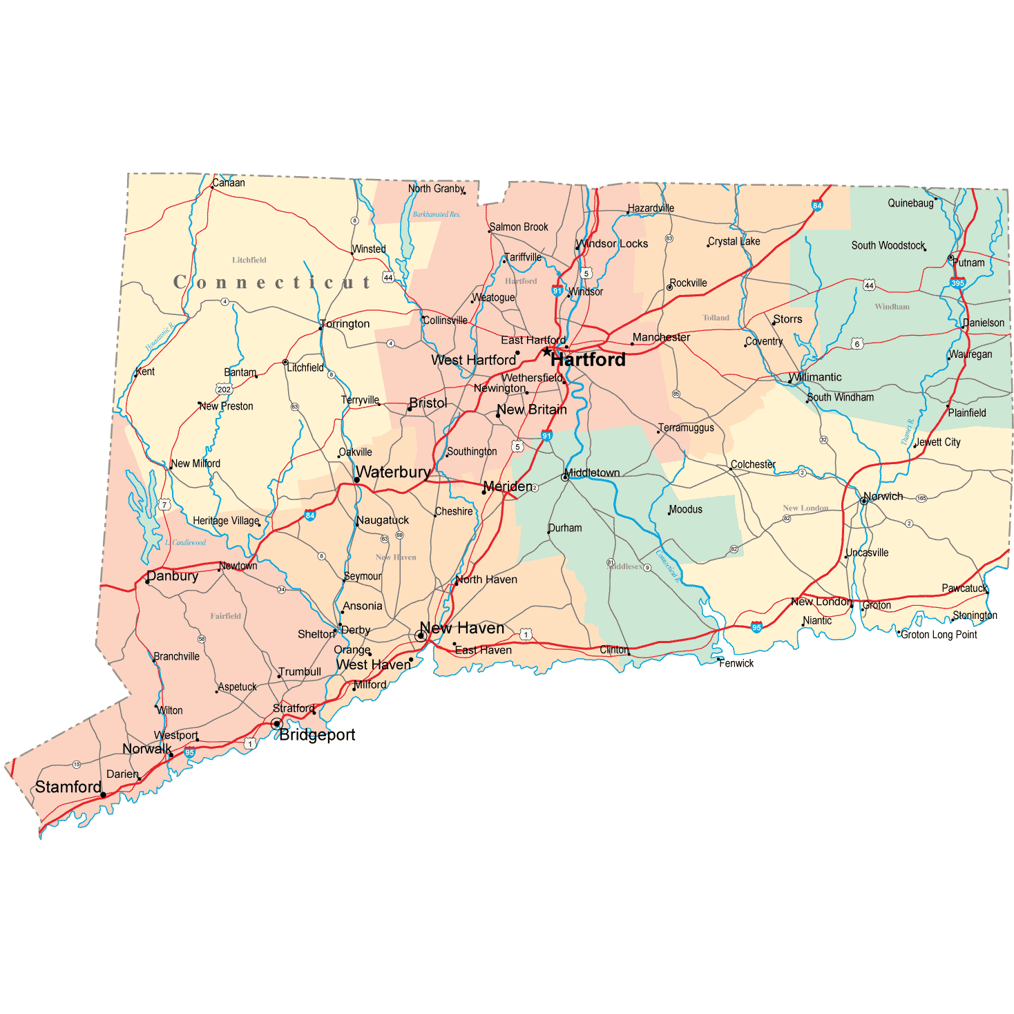 northeast connecticut map 14 Northeast  Connecticut Map
